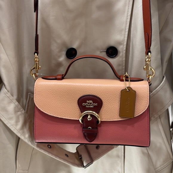 Coach Hand Bag Coach C8161 Kleo Top Handle In Colorblock Pebble Leather Fd Blush - Picture 12 of 16